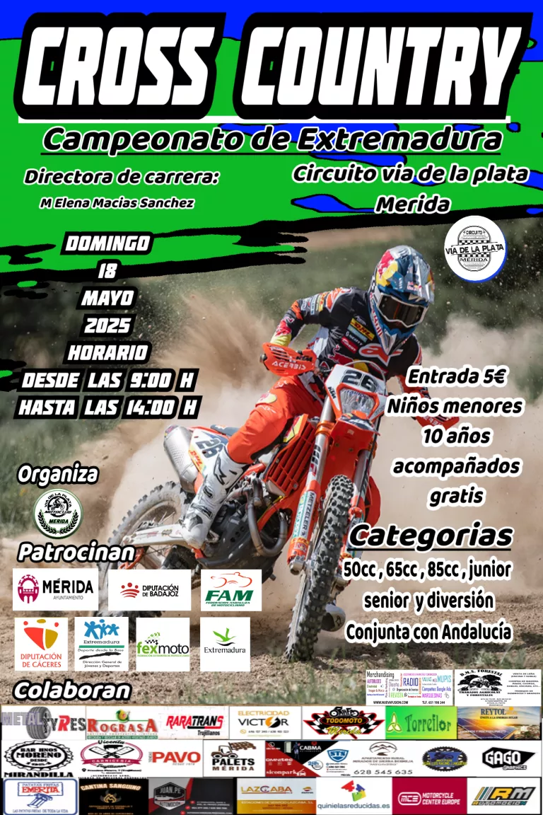 2ª Prueba del Campeonato de Extremadura de Cross Country en Mérida, circuito Vía de la Plata, el 18 de mayo.